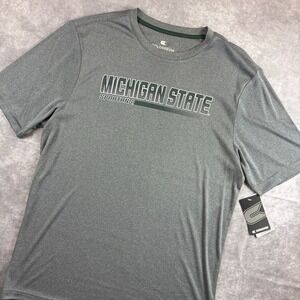 Michigan State Spartans T Shirt Mens L Grey Stretch Performance Sample Rare NEW